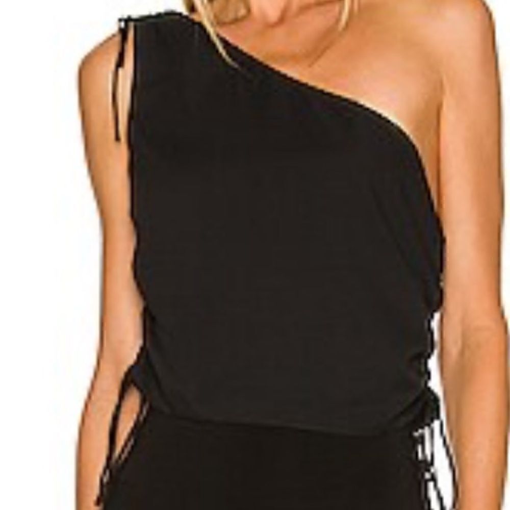 EUC worn once Amanda Uprichard Ania one shoulder cinch black medium m top - Picture 2 of 6